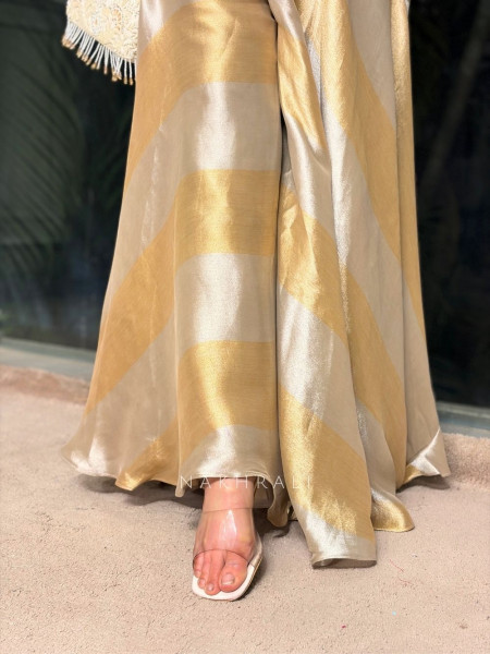 Zareen Golden Corset Palazzo Set with Choker Dupatta