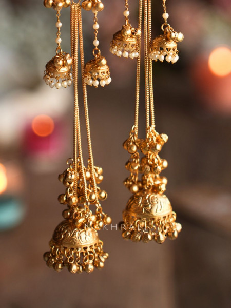 Chandrika Green Kashmiri Long Jhumka Earrings