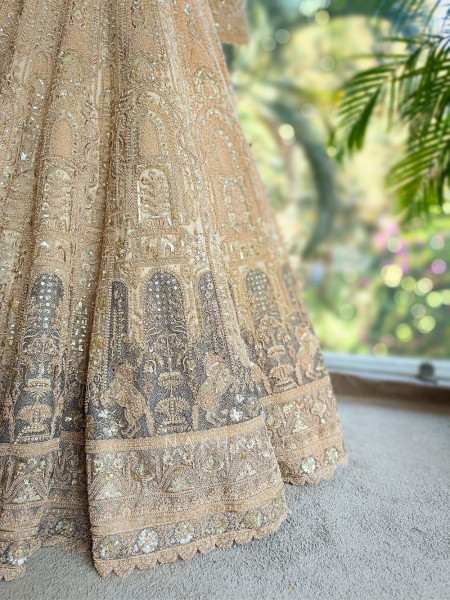 Rivanya Gold Sequin Embroidered Bridal Lehenga Set