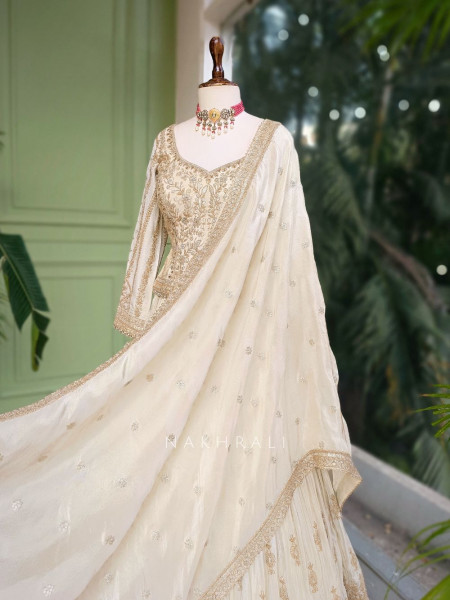 Svara Cream Lehenga Set