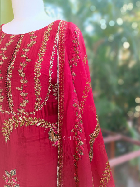 Nirvaya Maroon Suit Set with Thread Sequin Work
