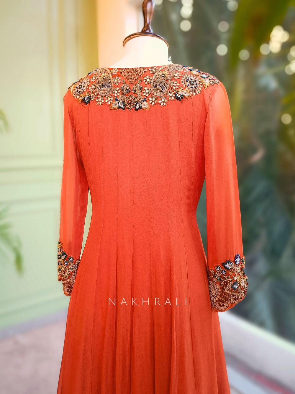 anarkali dress orange colour Women's Orange Anarkali Set Orange / L