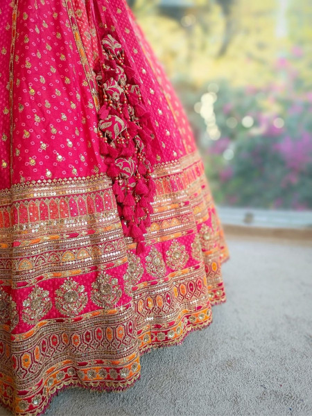 Rudrika Red Bridal Lehenga with Zari Sequin and Gota Patti