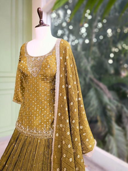 Kanak Mehendi Green Kurta Lehenga Set