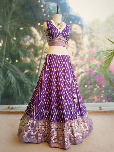 Zavira Purple Lehenga Set with Zari and Sequin Work