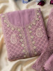 Mridula Purple Dress Material With Embroidered Neckline and Border Detail