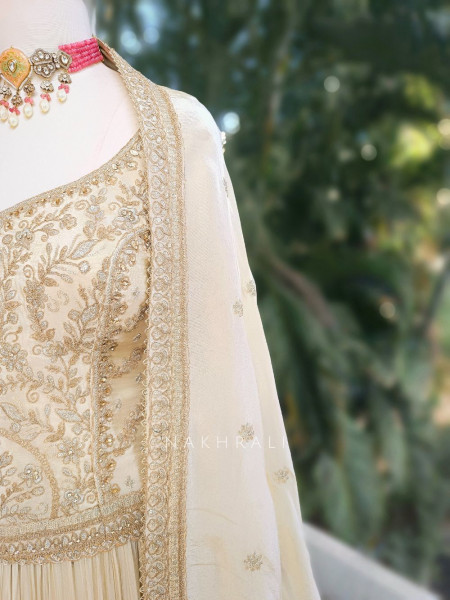 Svara Cream Lehenga Set