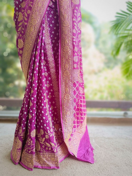 Zorvaya Magenta Color Saree with Zari Woven Work