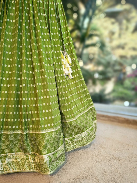 Arnika Green Brocade Lehenga Set with Zari Work