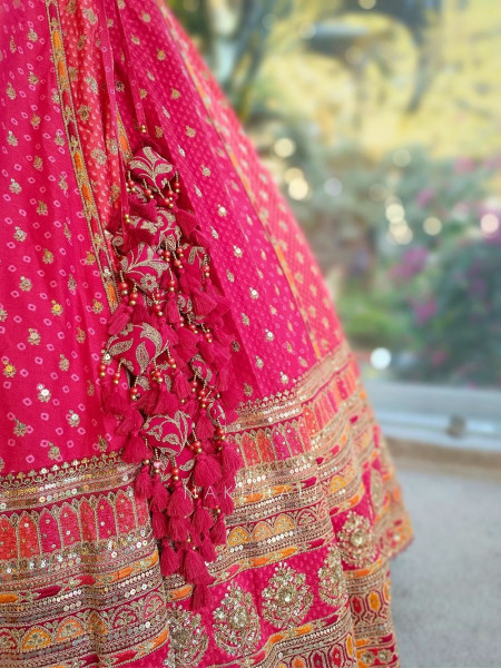 Rudrika Red Bridal Lehenga with Zari Sequin and Gota Patti