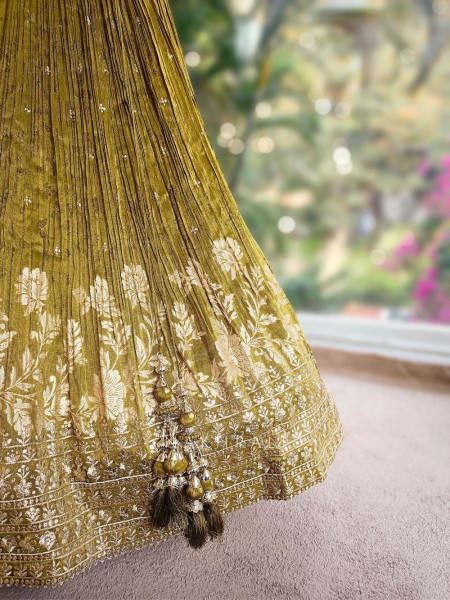 Kanak Mehendi Green Kurta Lehenga Set