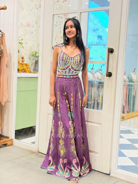 Klyra Purple Jumpsuit with Sequin and Bead Embellishment