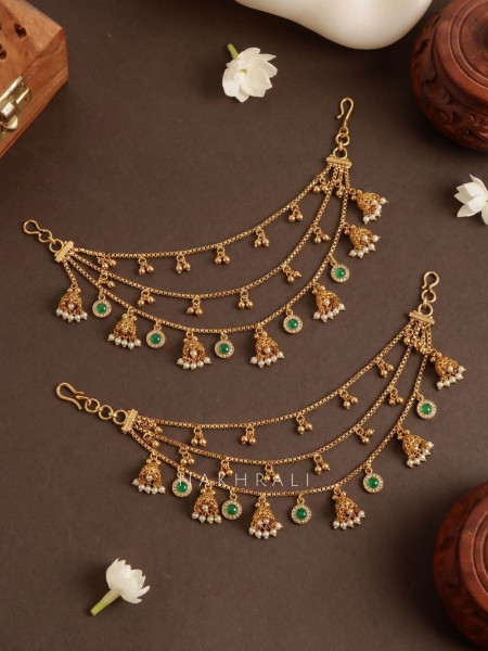 Tarang Multicolor Ear Chain with Jhumka and Stone Drops