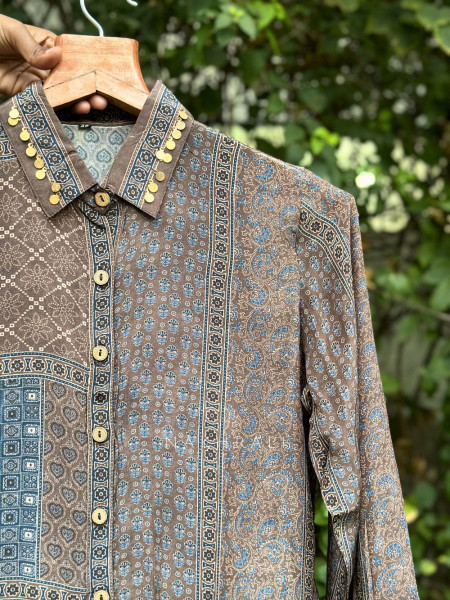 Vedya Grey Art Modal Printed Shirt