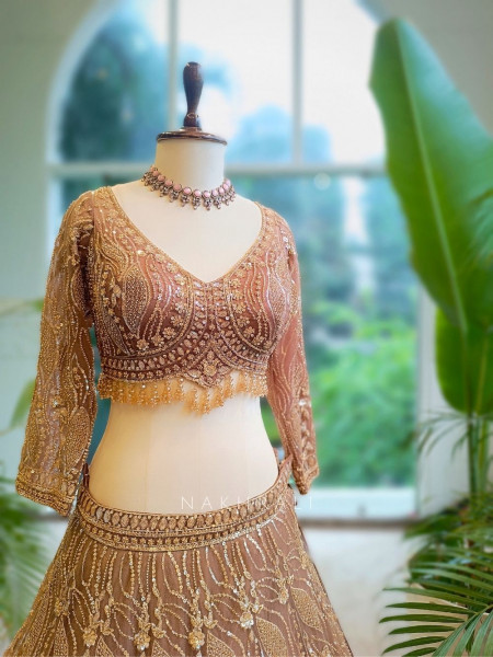 Naivya Brown Sequin & Zari Designer Lehenga