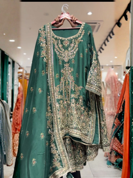 Noor-e-Heer Green Gharara Set with Embroidery