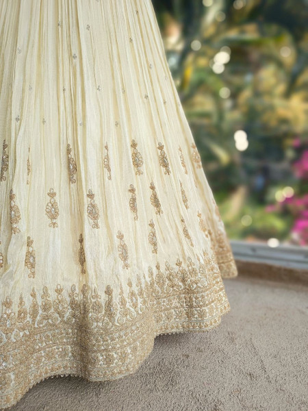 Svara Cream Lehenga Set