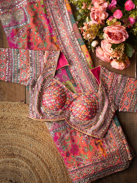 Rangvilasa Multicolor Mirror Embroidered Saree with Readymade Blouse