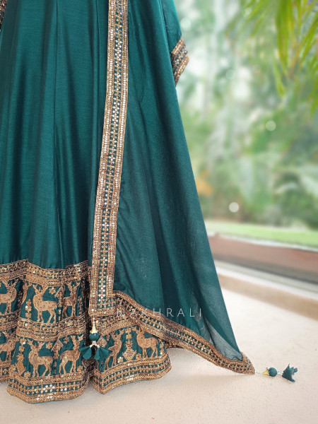 Yashvika Green Raw Silk  Anarkali Suit Set