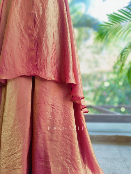 Mirel Pink Indo Western Palazzo Set with Embroidery and Stone Work