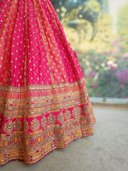 Rudrika Red Bridal Lehenga with Zari Sequin and Gota Patti