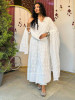Evara White Lucknowi Anarkali Kurta Suit Set