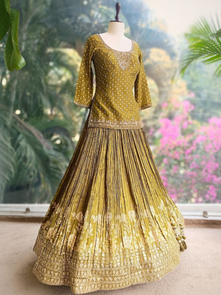 Kanak Mehendi Green Kurta Lehenga Set