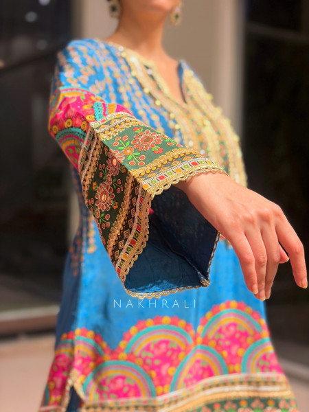 Sargam Blue Modal Satin Gharara Suit Set