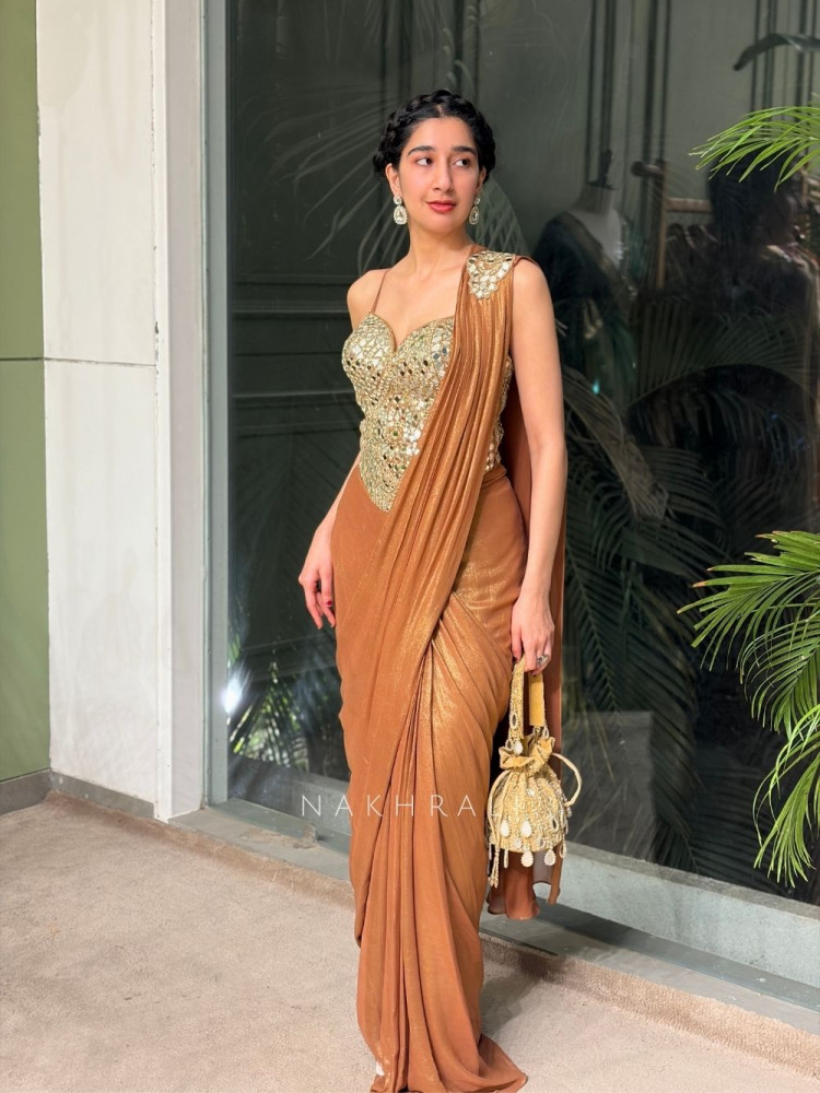 Image of Kaaya Mirror Corset Drape Saree Set