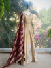 Virelle Golden Silk Anarkali Suit Set with Zari and Sequin Work