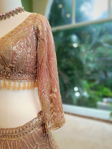 Naivya Brown Sequin & Zari Designer Lehenga