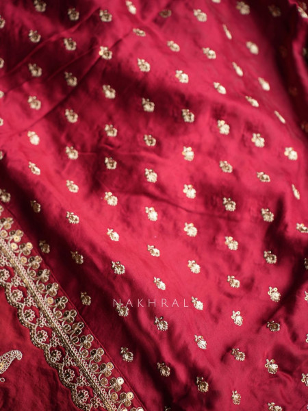 Rooh-Tara Maroon Pure Silk Crepe Saree