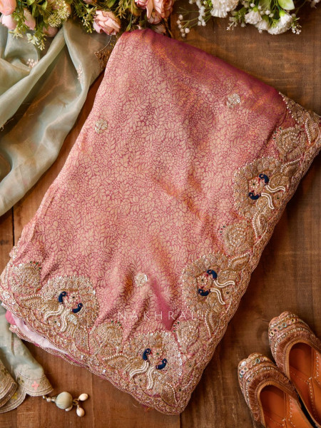Timeless Gleam Pink Saree with Zari Sequin Border