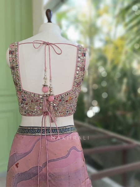 Iris Light Purple Saree with Mirror & Embroidery Blouse