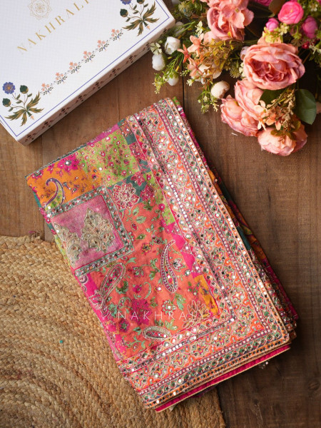 Rangvilasa Multicolor Mirror Embroidered Saree with Readymade Blouse