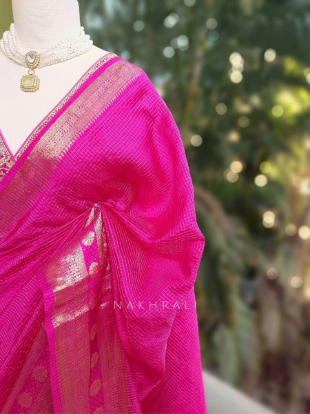 Rangika Magenta Saree with Statement Blouse