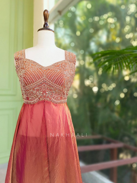 Mirel Pink Indo Western Palazzo Set with Embroidery and Stone Work