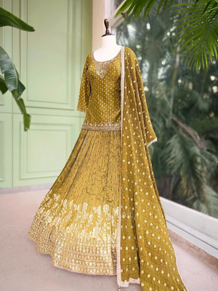 Kanak Mehendi Green Kurta Lehenga Set