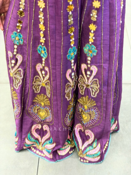 Klyra Purple Jumpsuit with Sequin and Bead Embellishment
