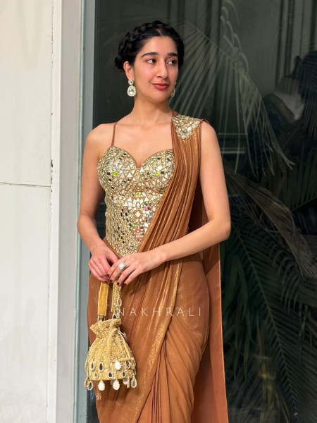 Kaaya Mirror Corset Drape Saree Set