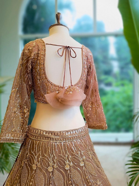 Naivya Brown Sequin & Zari Designer Lehenga