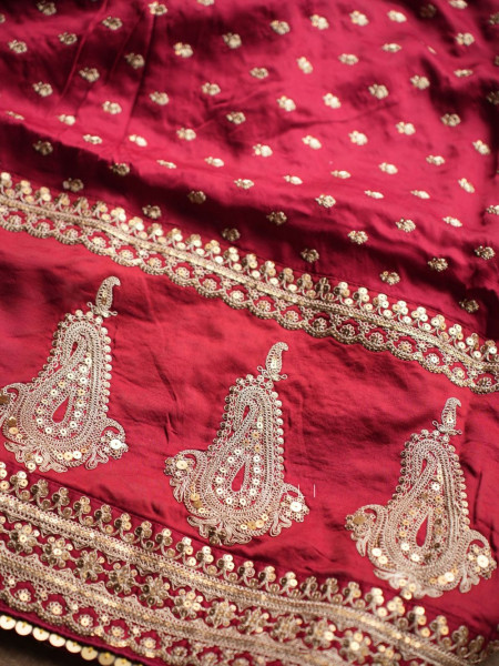 Rooh-Tara Maroon Pure Silk Crepe Saree