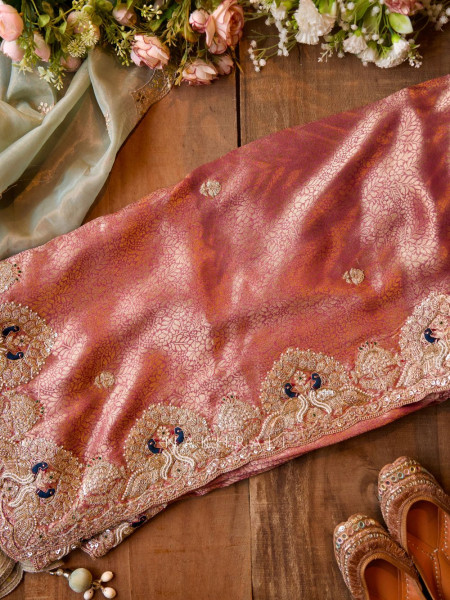 Timeless Gleam Pink Saree with Zari Sequin Border