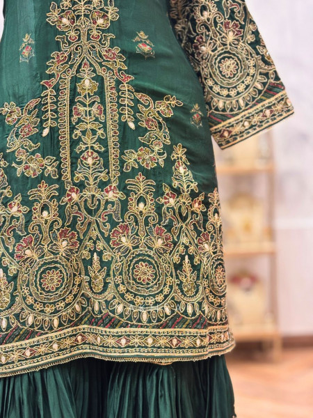 Noor-e-Heer Green Gharara Set with Embroidery