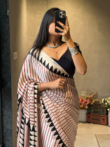 Averi Cream Modal Silk Saree