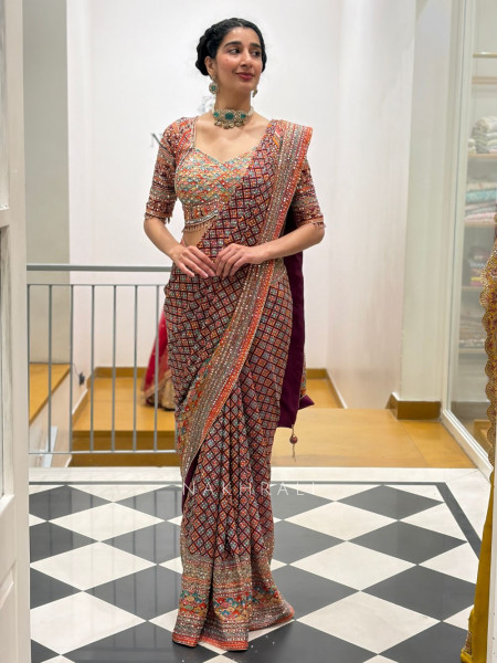 Rangvaari Multicolor Sequin Work Saree