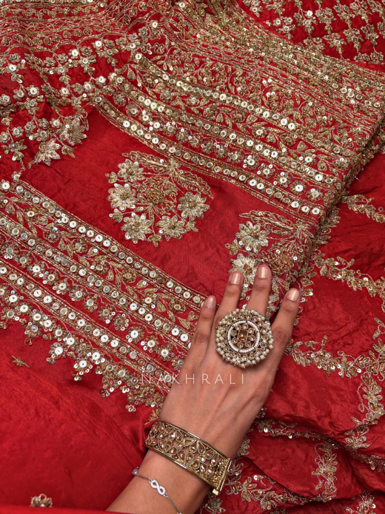 Image of Zuleika Orange Chanderi-Silk Blend Dress Material