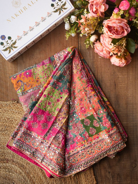 Rangvilasa Multicolor Mirror Embroidered Saree with Readymade Blouse