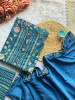 Utsavi Blue Floral Embroidered Cotton Dress Material