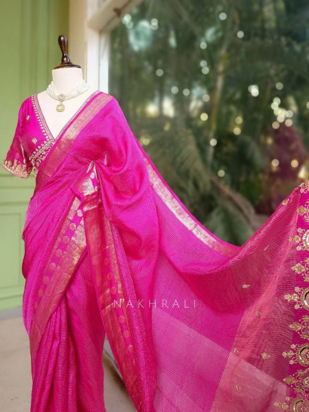 Rangika Magenta Saree with Statement Blouse